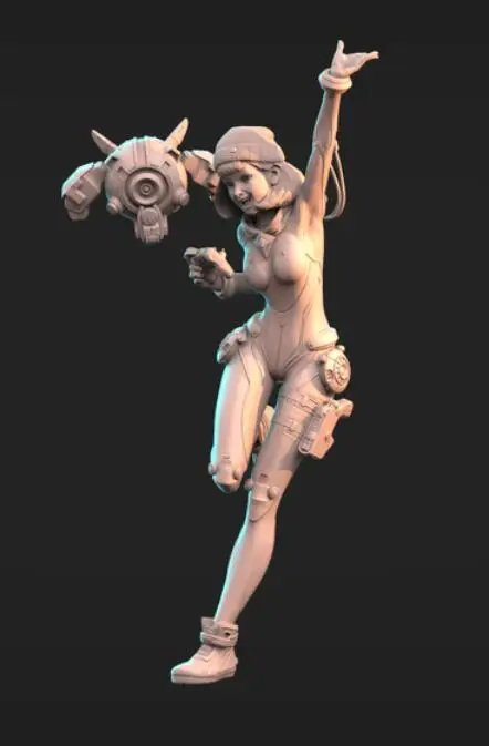 190 mm montážna živici figúrka Girl Hra hrajúca dron