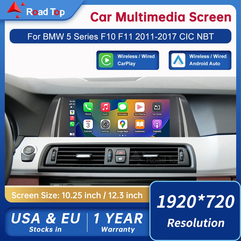 1920*720 Multimediálny displej pre BMW 5 Series F10 F11 2011-2017 CIC NBT Touch Screen Wireless CarPlay Android Auto