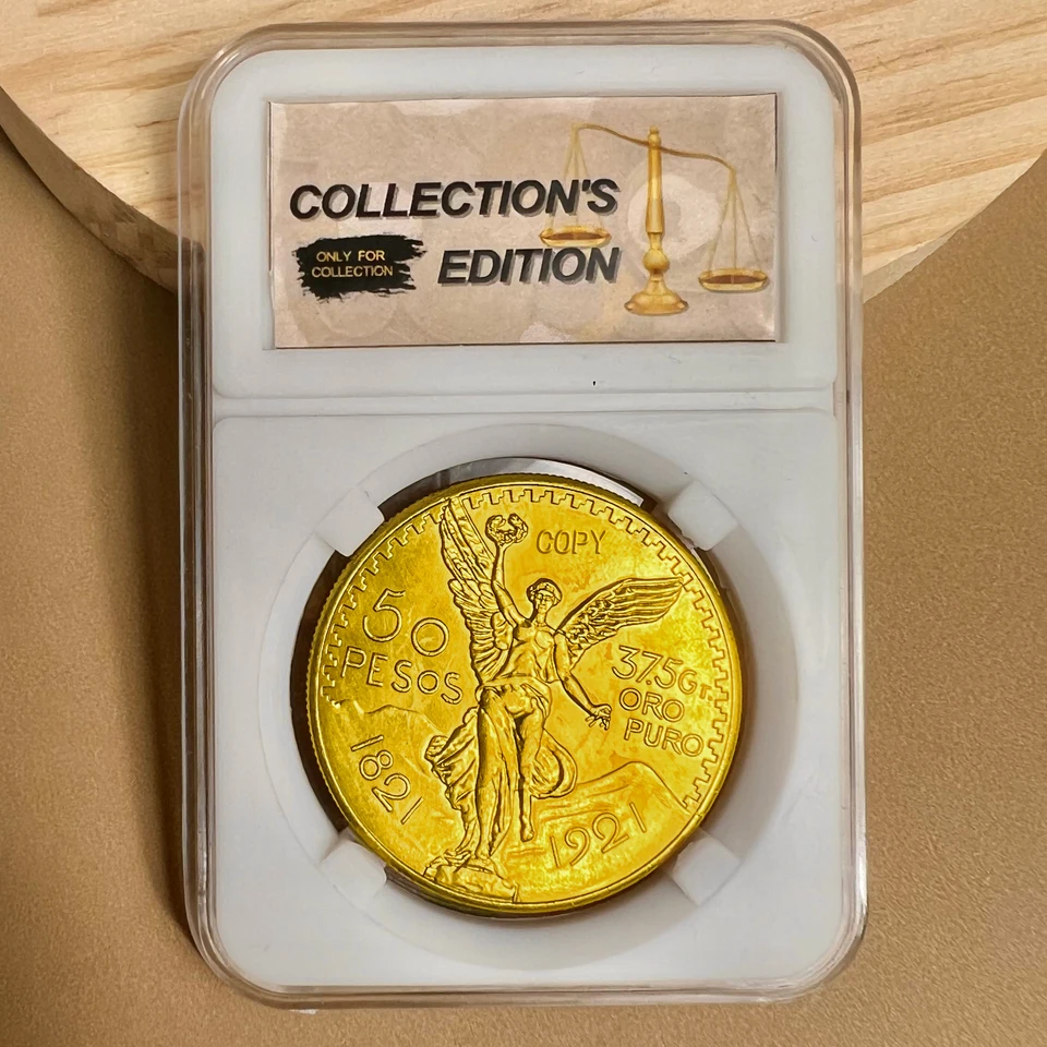 1921 Mexický anjel 50 peso zlaté pamätné mince 1821-1921 reliéf remeselnícke kolekcie Domov tvorivá dekorácia