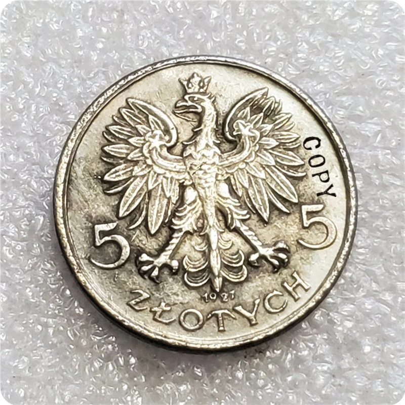 1927 Poľsko 5 Zlotych vzor Copy Coin