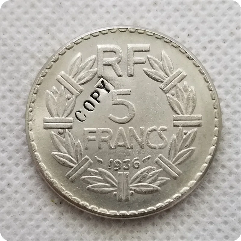 1936,1937,1939 Francúzsko 5 frankov Nickel Coin Pamätné