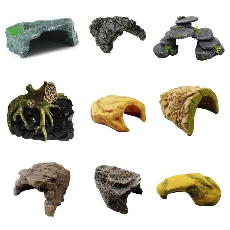 193b Akváriums Rock Stone Cave Resin dekorácie Rybie nádrže Kamenné jaskynné úkryty Ryby Rybie úkryty Dom pre sladkovodnú slanú vodu