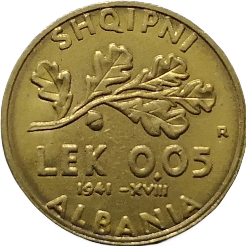 1941 Albánsko 0,05 Lek-Vittorio Emanuele Bronz Copy Coin