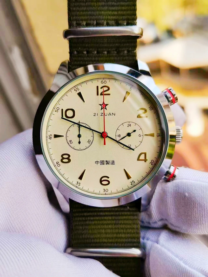 1963 hodinky pilotné kremeň Luminous Panda Dial Displej vojenský tvrdý chlap náramky letecká módna módna osobnosť športových mužov