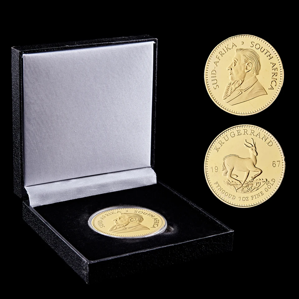 1967 1OZ Južná Afrika Krugerrand hodnota replika Zlaté mince s luxusným displejom