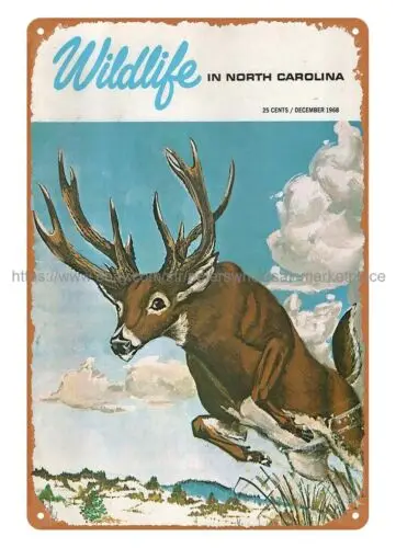 1968 divočina v časopise North Carolina Cover Cover Hunting Metal Tin Sign