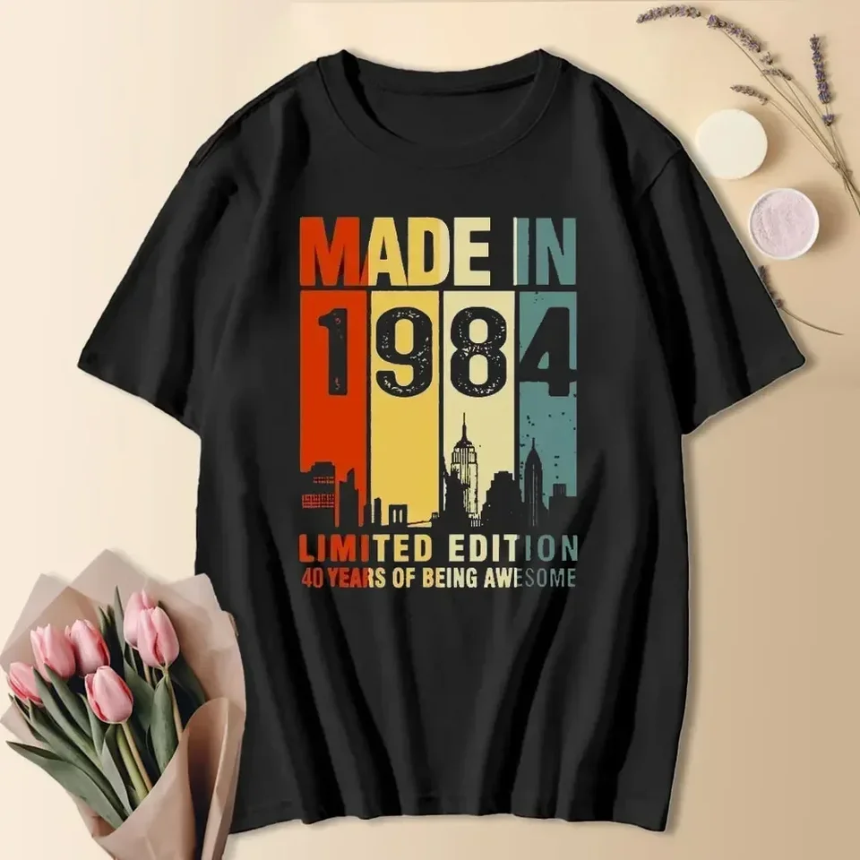 1984 40. 40 rokov starý v limitovanej edícii Vintage bavlnená košeľa Men Dámske výročie výročia tričká Darček pre krátke rukávy Tops Tops