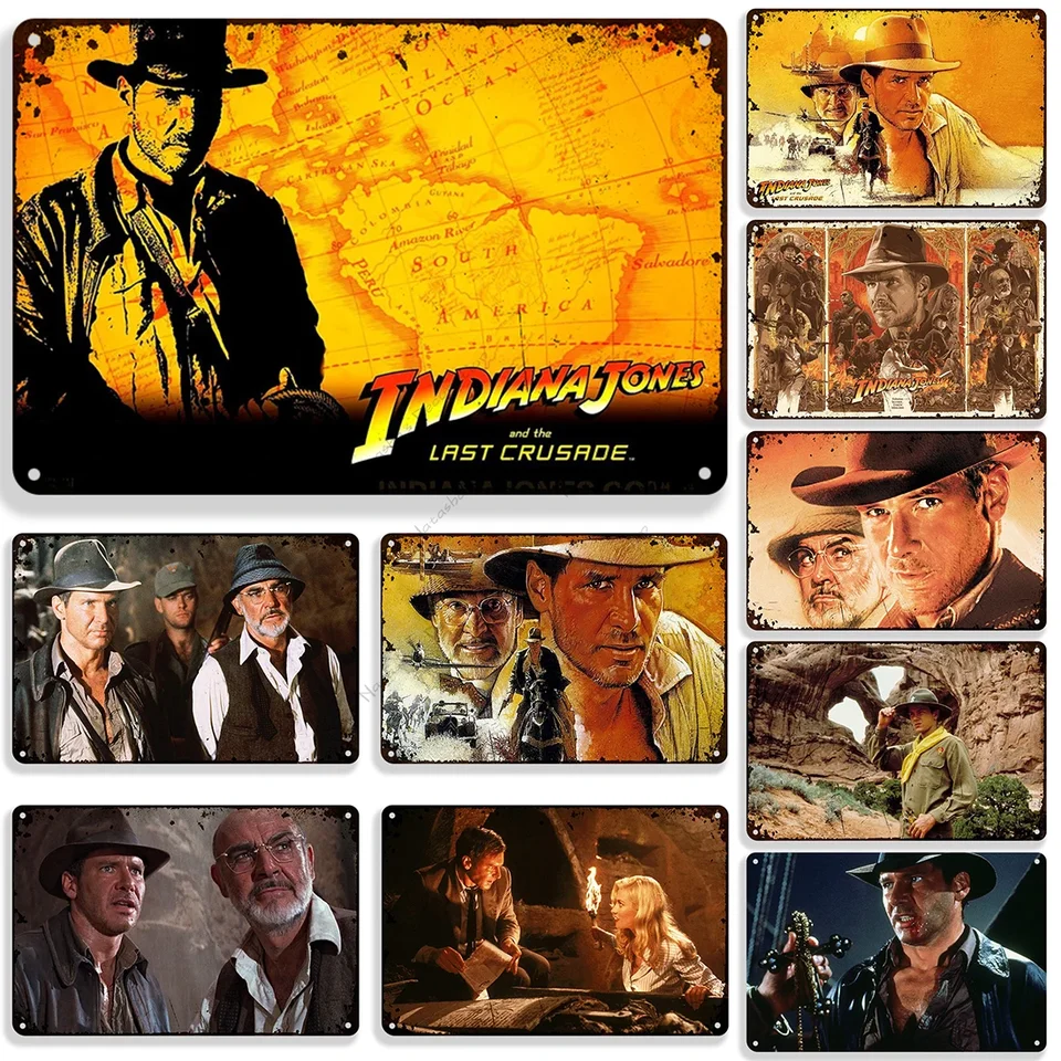 1989 Film Indiana Jones a posledná krížová kovová plagát Retro kovový tanier Domov Bar kovová plaketa Domáca bar stena dekorácie