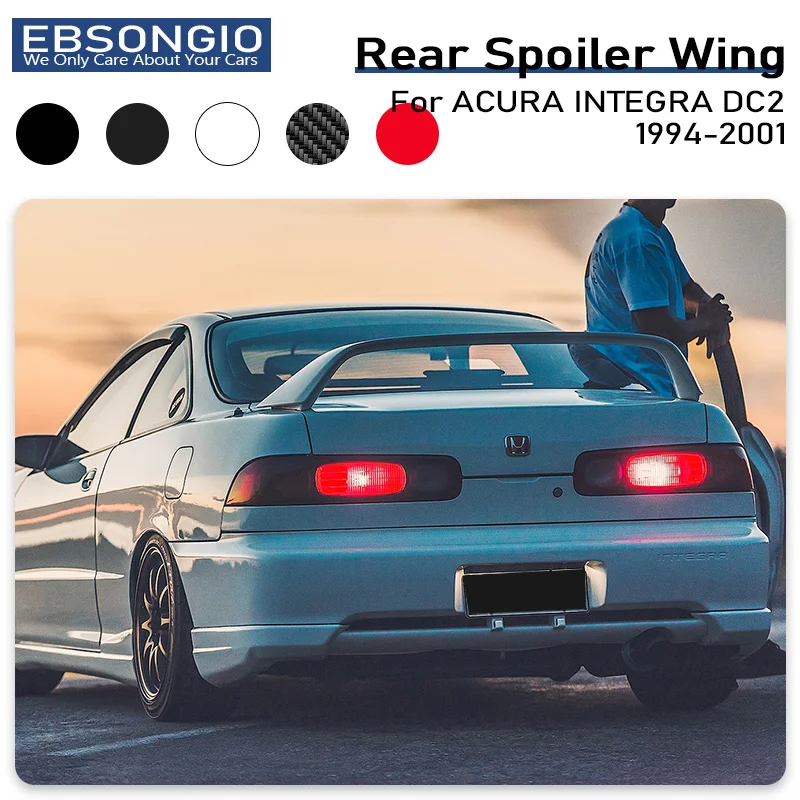 1994-2001 pre Honda Acura Integra DC2 Typ R Nie Light Zadný kufre Spoiler Spoiler Ducktail Wing ABS uhlíkový vzhľad Lesklý čierny spoiler pery