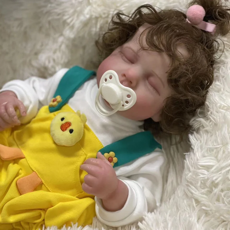 19inch Reborn Baby Doll už maľoval spanie Loulou Loulou Louloulal Soft Touch 3D kožou ruky s vlasovými vlasmi Bebe Reborn Dolls Hray