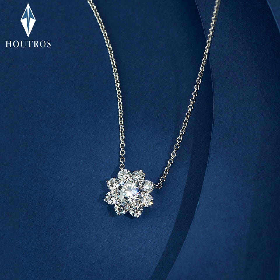 1Carat Real D farba Moissanit Pendant náhrdelník pre ženy S925 Sterling strieborný slnečnicový náhrdelník šperky s certifikovaným GRA