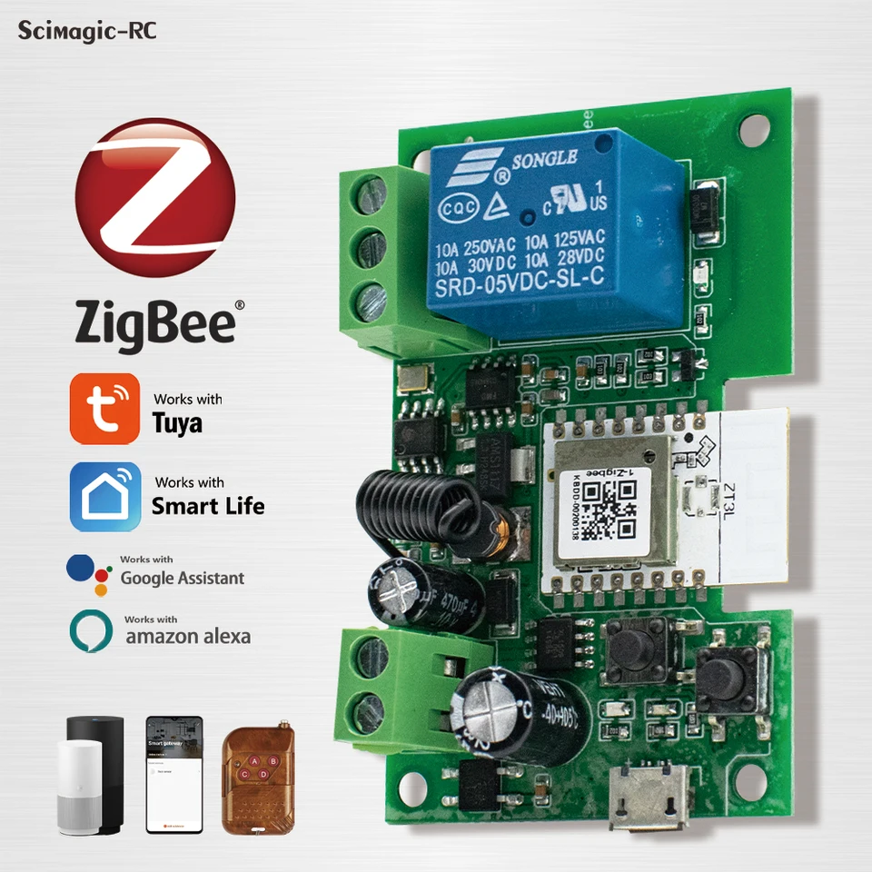 1ch tuya zigbee ewelink Smart Light Switch Modul DC 12 V 24V 220V RF433 Prijímať 10A relé pracovať s Alexa Google 2MQTT Gateway