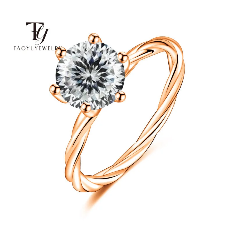 1ct Moissanit Ring for Charm Lady Svadba sľub Solitaire Band Certified S925 Sterling Silver Rose Gold prsteň prsteň