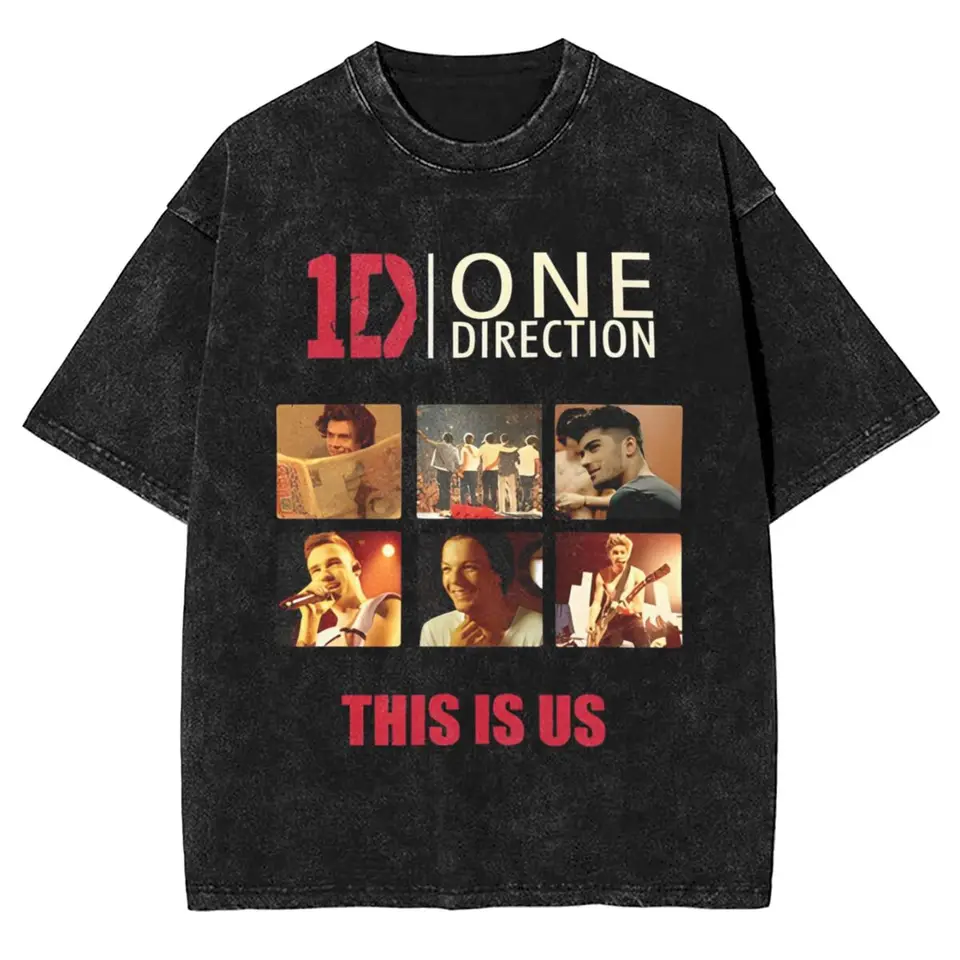 1d Ones Hudba a smery logo Washed T tričko Men rocková skupina y2k vtipné bavlnené tričká Summer o krč