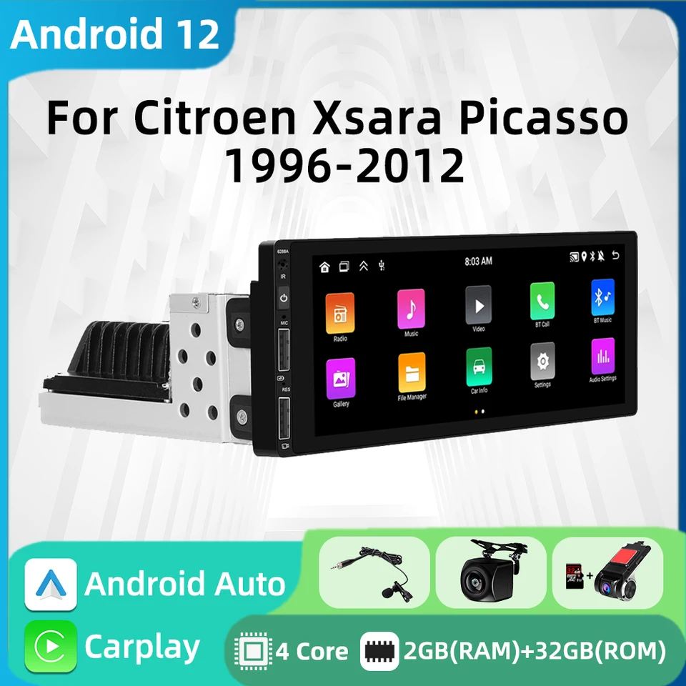 1Din Android Car Multimedia pre Citroen Xsara Picasso 1996 - 2012 1 DIN Radio Stereo Head Unit Carplay Autoradio GPS navigácia