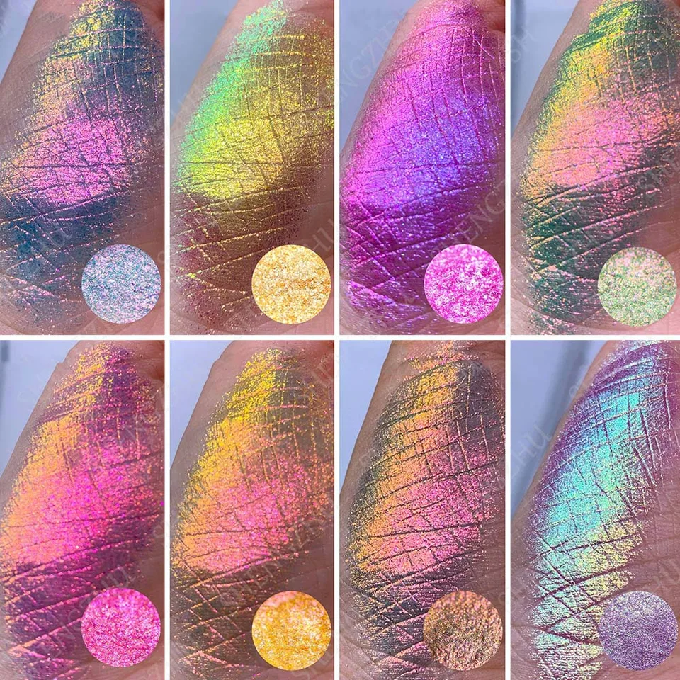 1Jar Chameleon Eyeshadow Prášk Aurora Mirror Effect Litového chrómového chrómového pigmentu Multichrómový sľudový pigment pre manikúru dekorácie