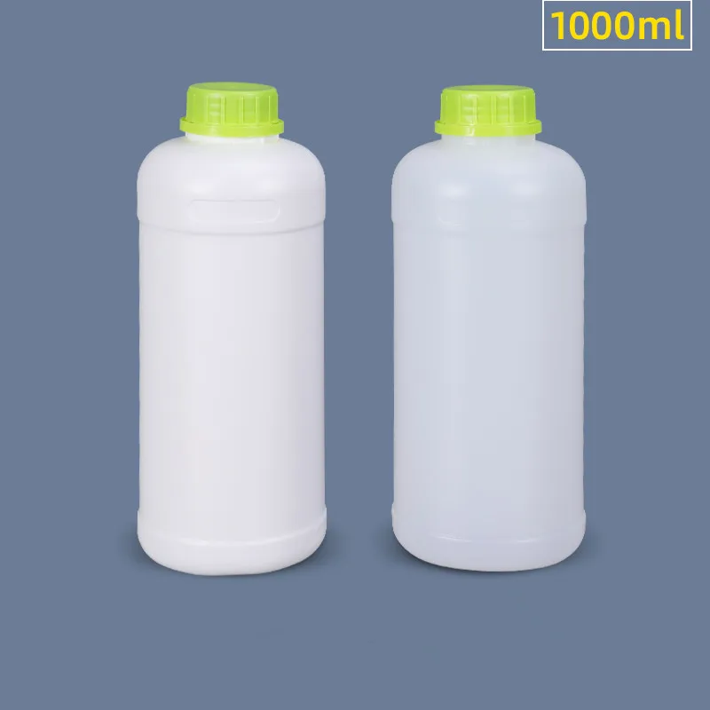 1ks 1 000 ml prázdne okrúhle plastová fľaša s vekom potravín HDPE Skladovací nádoba na nádobu na kvapalinu