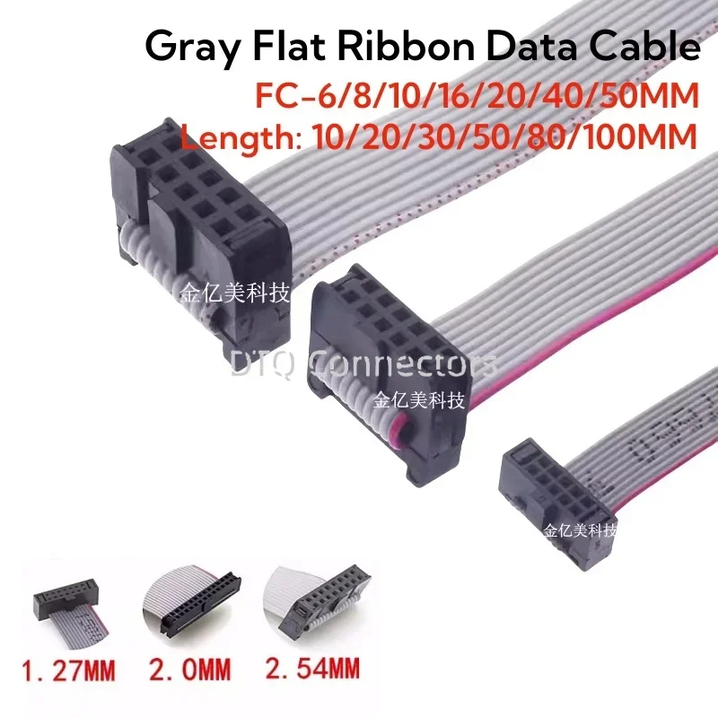 1ks 1,27 mm/2,0 mm/2,54 mm rozstup FC-6/8/10/16/20/40/50 PIN 20/30/50/cm šedá plochá stuha JTAG ISP STIAHNUTIE Dátový kábel 1.27 2.0 2.54