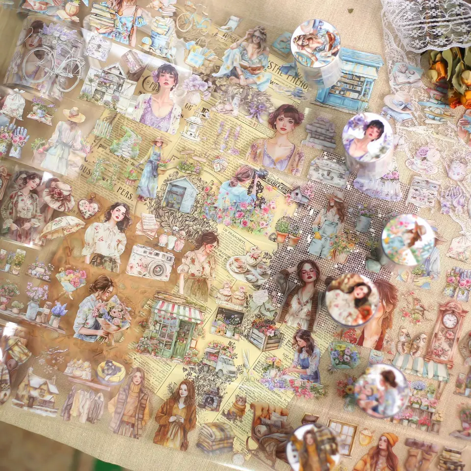 1ks/1 lot dekoratívne lepiace pásky kvety a kadidlo sa túlajú po nezdravých časopisoch Japonské maskovacie nálepky na scrapbooking