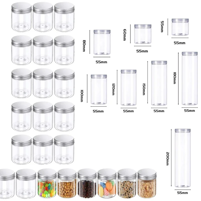 1ks 100 ml-420 ml číry plastový nádoby s vekámi doplňuje nádoby na priame valce nádoby pre suché nákladné orechy arašidové džemy
