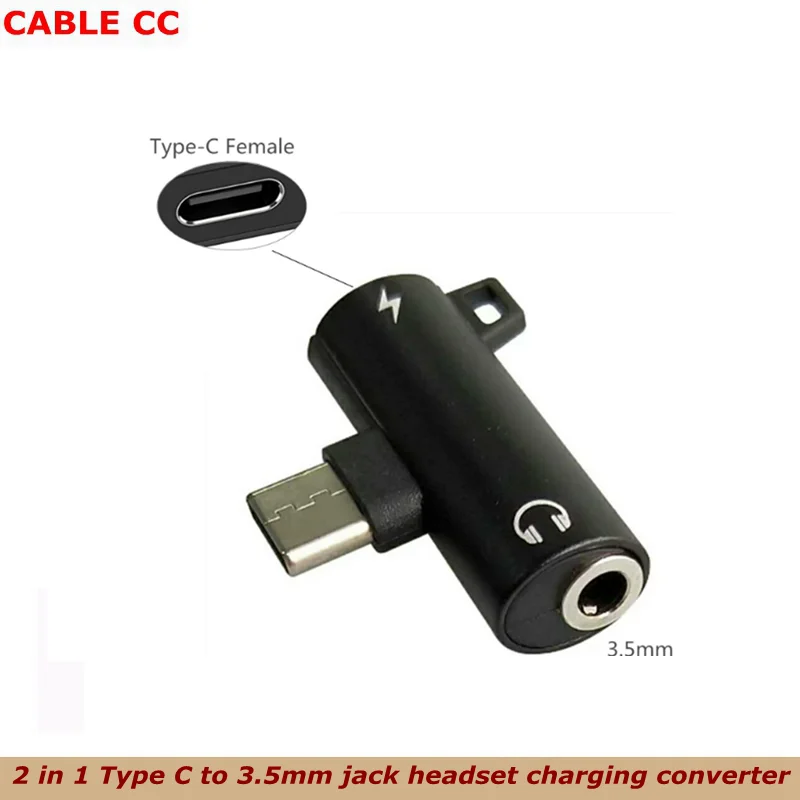 1ks/ 2 in 1 C Typ Revolving 3,5 mm Jack nabíjanie slúchadiel prevodníka USB Type-C Ženský zvukový adaptér, ktorý je vhodný pre xiaomi huawei