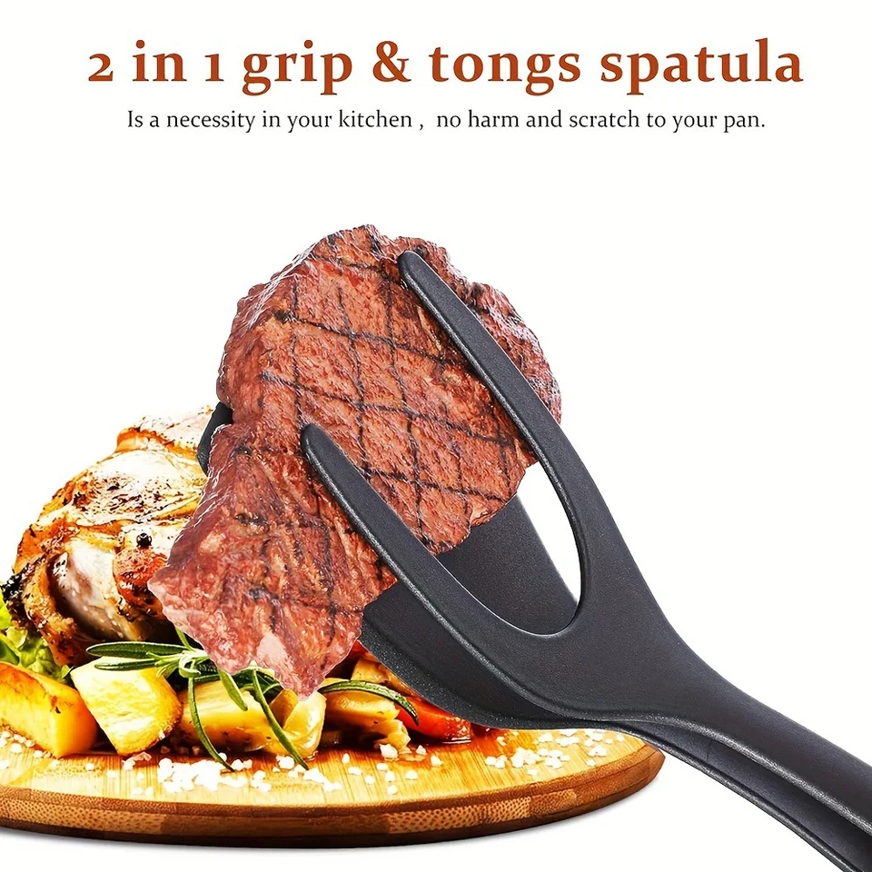 1ks 2 in 1 nylonová priľnavosť Flip Pancake Egg Clamp Celp Grip Omelette Spatle Tongs Celp Clamp Pancake Fried Turners Kuchynské doplnky