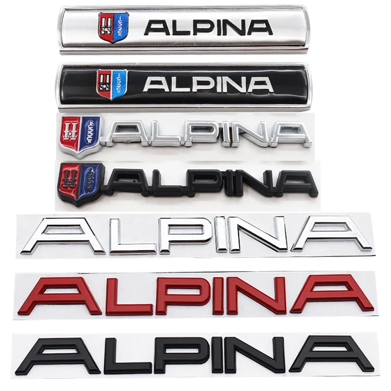 1ks 3D Alpina Metal Car Front English Logo Fender Bočná nálepka zadný nárazník zadné dvere Trunk Stupeľ