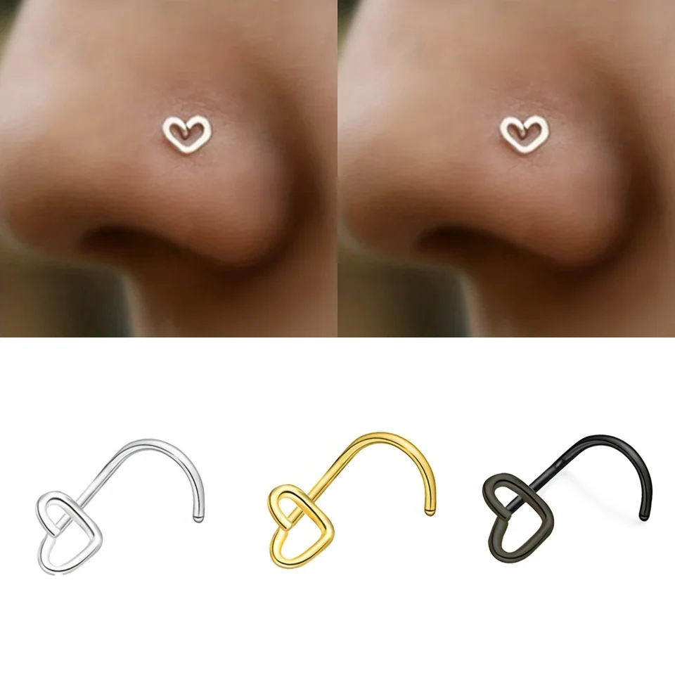 1ks/3ks z nehrdzavejúcej ocele v tvare srdca v tvare prsteňa pre piercing pre ženy a mužov minimalistický štýl pre príležitostné oblečenie