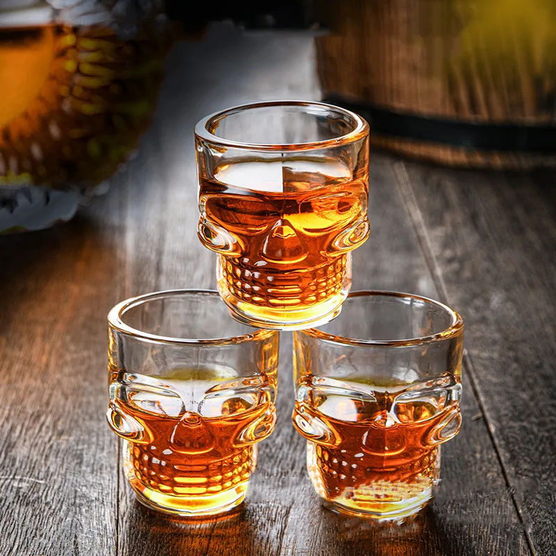 1ks 50 ml lebky hlavy Shot Glass Fun Creative Clear Crystal Party Cup Transparent pivo Steins Halloween Darček