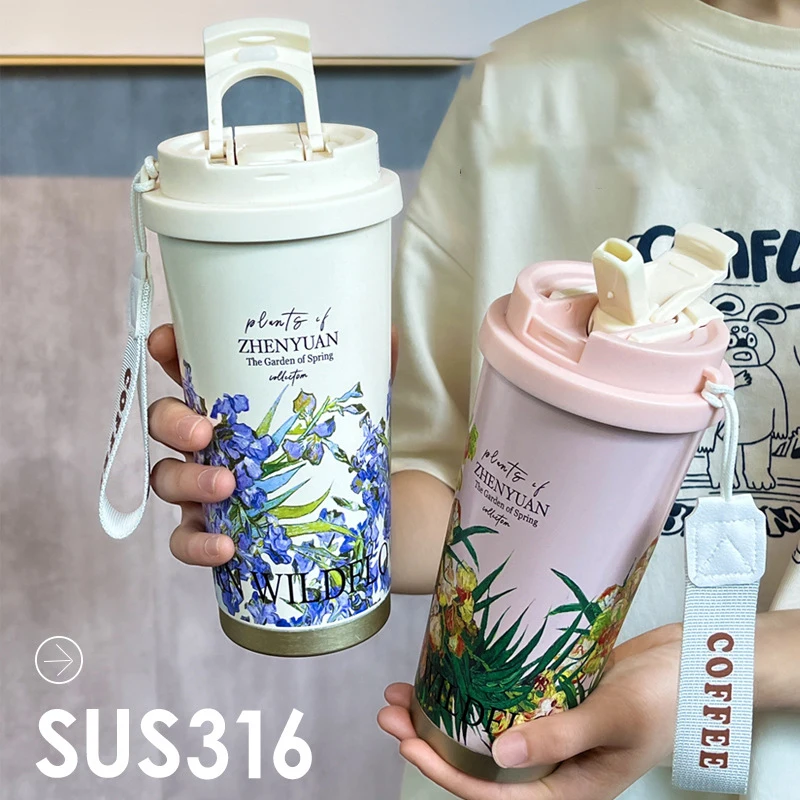 1ks 530 ml šálka auta Veľká kapacita prenosná rukoväť šálka izolácie z nehrdzavejúcej ocele šálka izolácie kávy