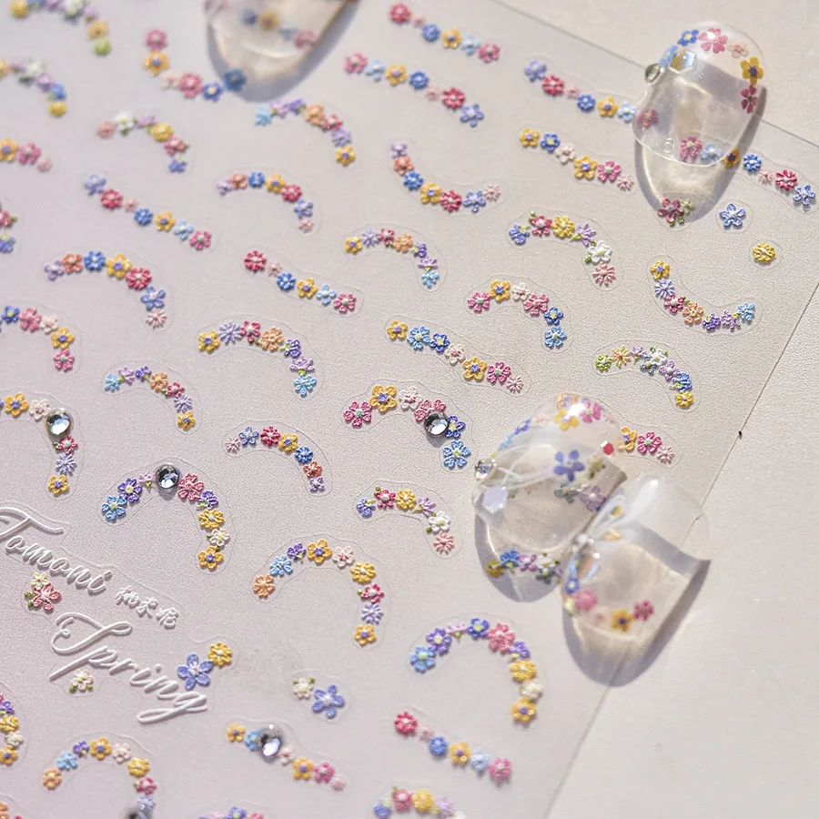 1ks 5D diamant japonská jarná jarná farebná kvetina na nechtových nálepkách Elegantné samolepiace dekorácie na nechty Doplnky DIY