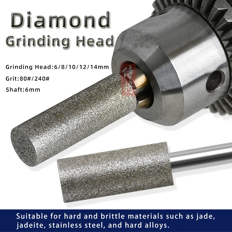1ks 6 mm hriadeľ Diamond brúska hlava na brúsenie nefritovej keramiky sklo Hard Brittle Materials Leštiaci nástroj Prispôsobiteľné