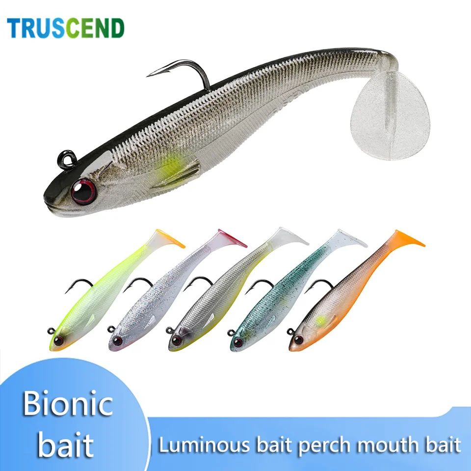 1ks 6ks mäkké návnady návnady Svetlá návnada Rybárska Lure Leurre Shad Double Color Silikónová návnada T Taš