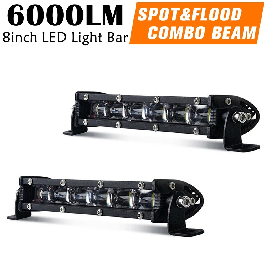 1ks 8 palcov 6d Slim LED Work Light Bar 12V Spot povodeň Combo pre auto SUV UTV ATV TRUCKS čln 4x4 OFF ROAD ROAD LAMP Single Row