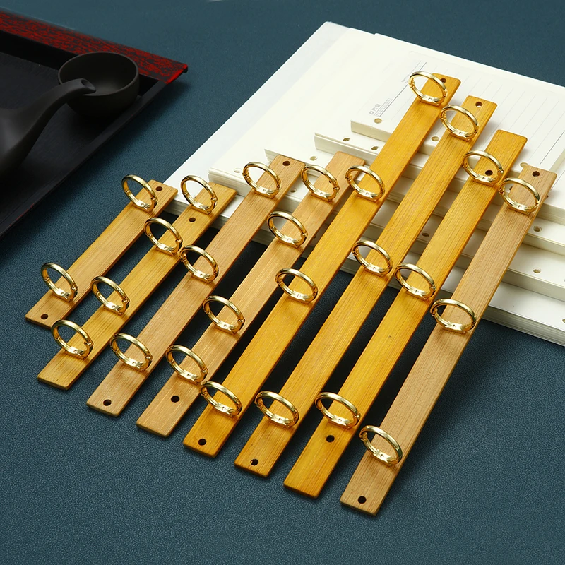 1ks A4/A5/B5/A6/A7 Creative Bamboo Ring Binder Clips Clips Kovový prsteň Binder