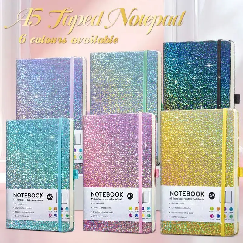 1ks A5 Pink Hardcover Notebook pre dievčatá, denník notebookov s elastickou kapelou, vnútorné vrecká a slučka pera
