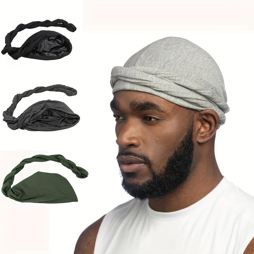 1ks africký turban Durag pre mužov, saténový hodvábny šál hlavy pre mužov, hlavné zábaly, ideálny výber pre darčeky