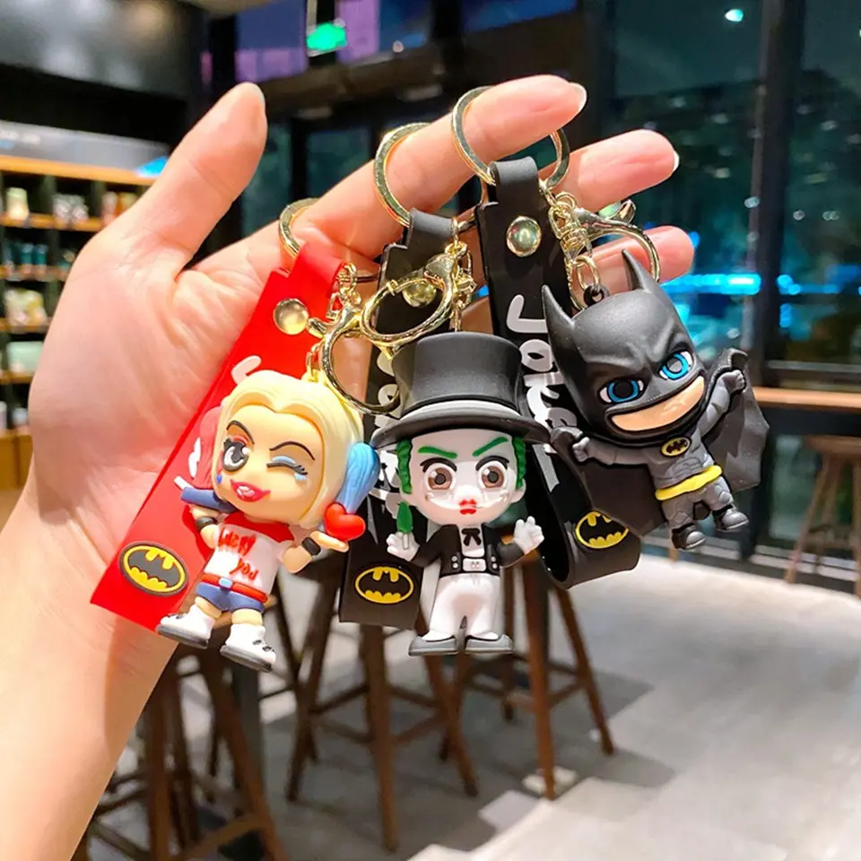 1ks anime karikatúra Wonderwoman Batman Joker Doll Keychain Super Hero Series Series Key Ring Pendant Ozdoby šperky darčeky