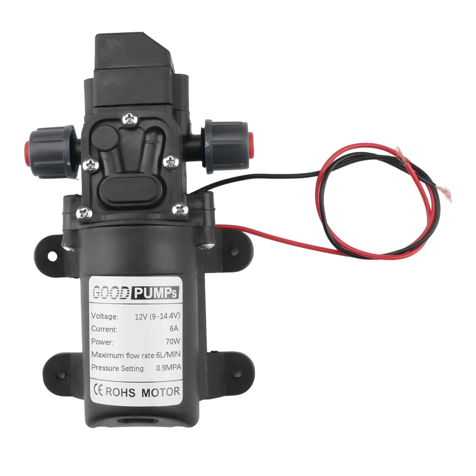 1ks Automatický prietokový spínač 5L/min DC12V 60W 70W 72 W 120psi Automatické membrána Vodné čerpadlo Malé bezpečné vysokotlakové self -aktivované čerpadlá