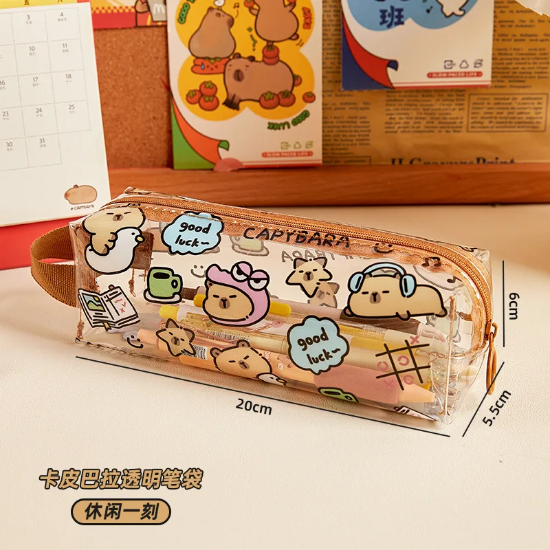 1ks Capybara Puzdrá o ceruzku Karikatúra Roztomilé vrecká na pero kawaii Zipper ceruzka Case Case Študenti kancelárske potreby