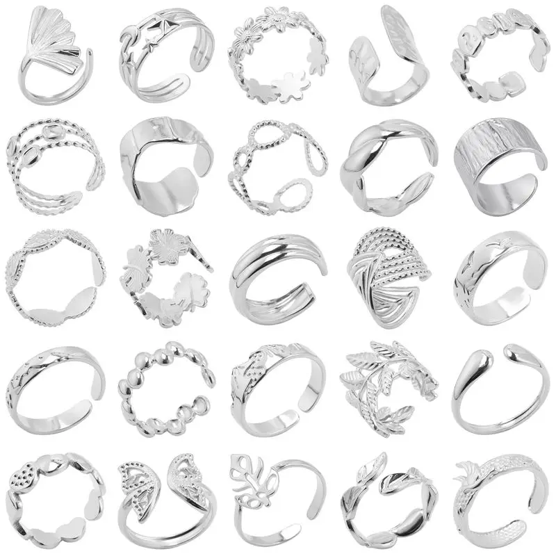 1ks Classic Titanium Steel New Trendy oceľová farebná muži Pohory Krúžky pre ženy Vintage motýľové prstene prstene Bijoux šperky