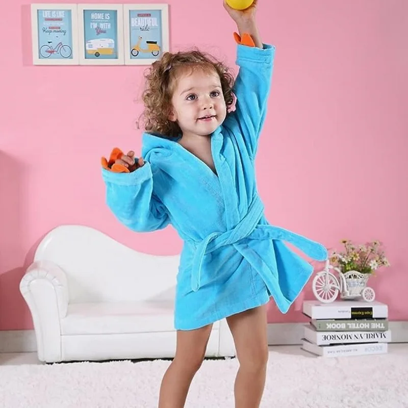 1ks Cozy Coral Flanel Flanel s kapucňou župan dievčatá chlapci z bavlneného uteráka detské zviera Dinosaurus