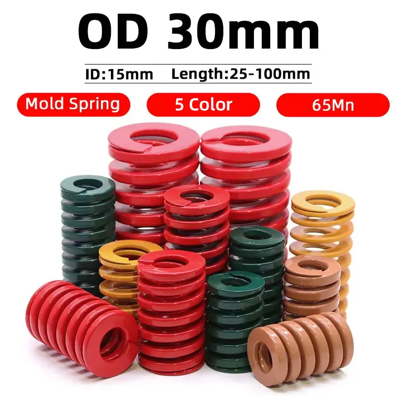 1ks Die pružinové špirálové potlačenie Kompresia Die pružina žltá/modrá/červená/zelená/hnedá dĺžka id15mm id15 mm 25 mm-100 mm