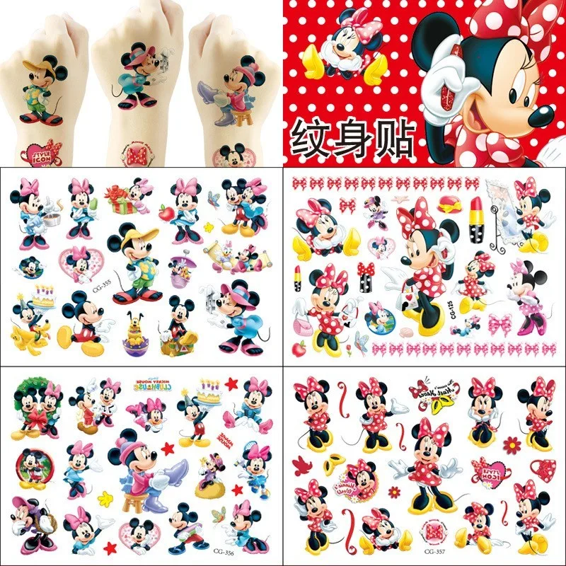 1ks Disney Mickey Minnie Mouse Kids Detské tetovanie Anime figúrka karikatúry Girls Birthday Body Art