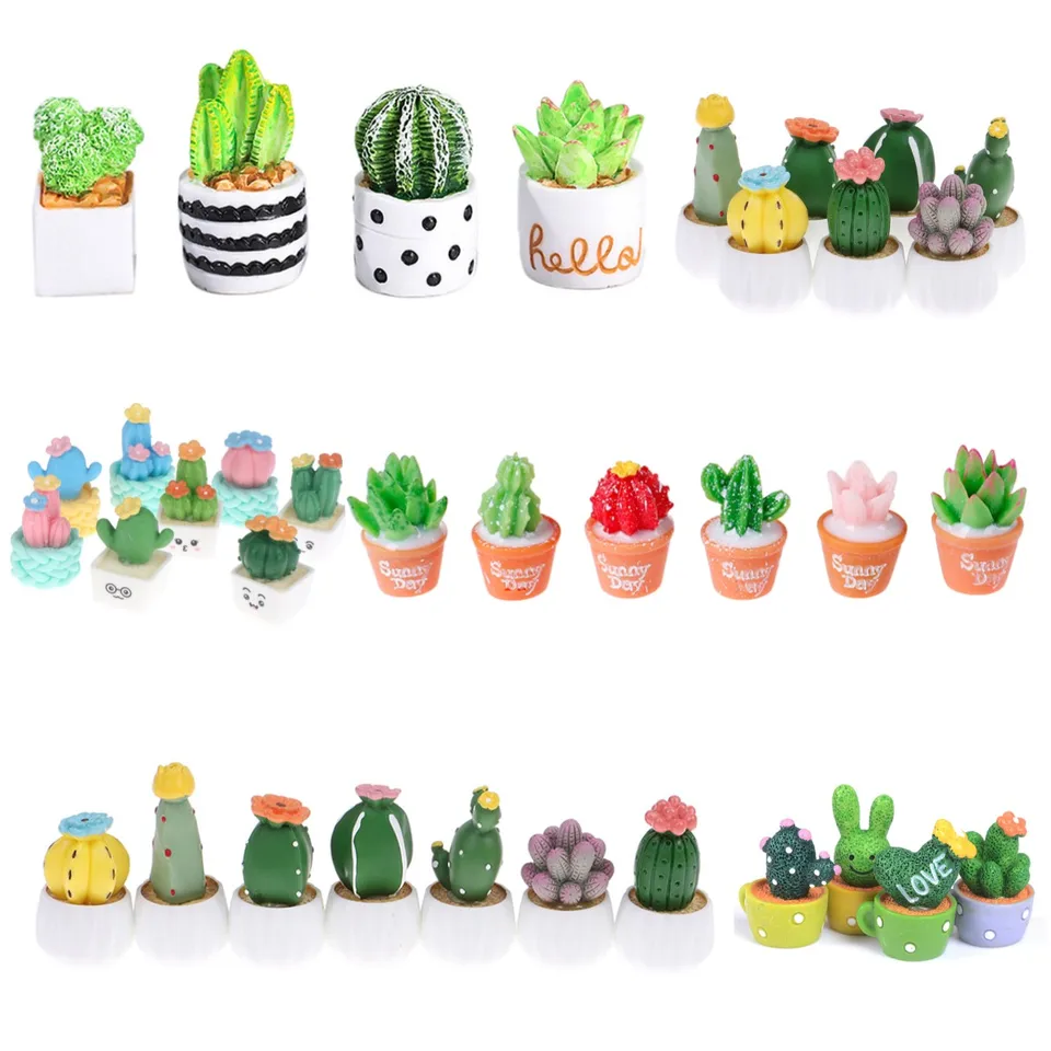 1ks Dollous Miniatúra sukulentné črepné rastliny kaktus bonsai model hračky mikro krajiny