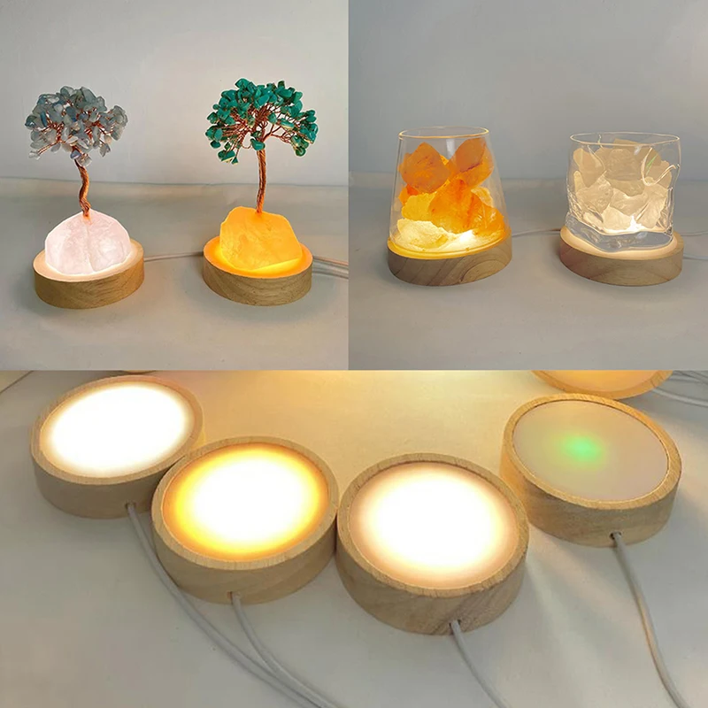 1ks drevené LED svetlo svetlo Základné nočné držiak na nočné svetlo Držiak na výzdobu Drevená lampa LED LED LIGHT LIGHTRATION DISPITS STOP USB