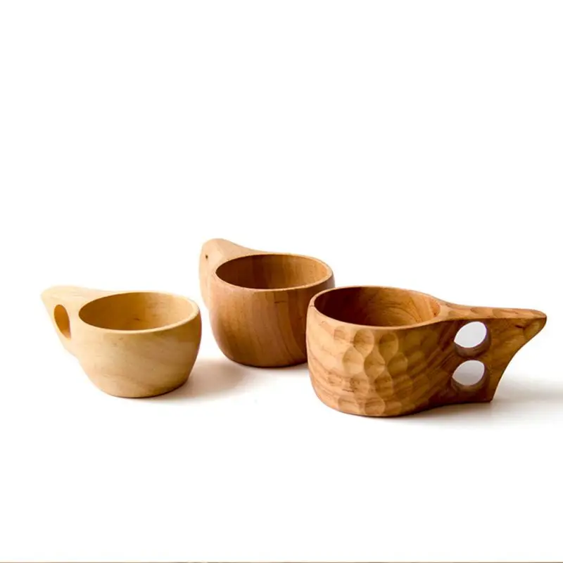 1ks drevené šálky drevené mlieko Kávové hrnčeky s prepravou rukoväte lana prenosné vonkajšie kempingové pohár Drinkware Cup Artefakt kuchynský náradie