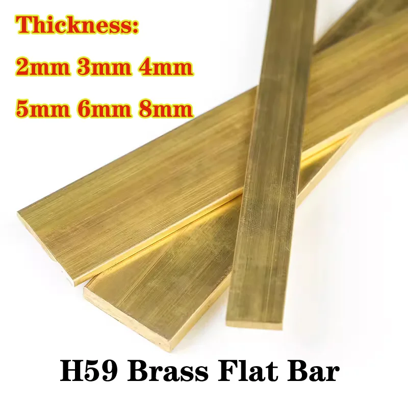 1ks dĺžka 500 mm h59 mosadz plochý tyčový prúžok prúžk hrúbky 2 mm 3 mm 5 mm 6 mm 8 mm tuhé kovové taniere domov DIY CNC