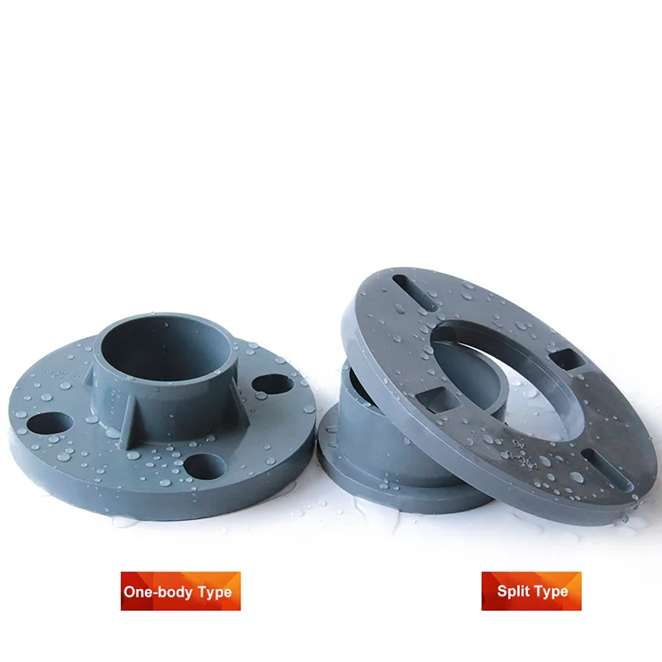 1ks Grey PVC 20 25 32 40 50 63 75 90 110 mm prírubové potrubie PVC PVC Adaptér Hardvérové ​​tvarovky Truby Časti sklzové objímky