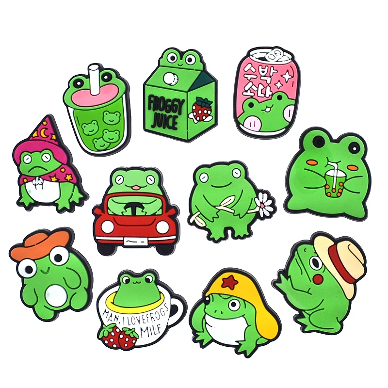 1ks horúci predaj krásnej žaby PVC Shoe Charms DIY Cool Animal Shoe Decorácie pre jibz deti uprednostňuje kawaii veľkoobchod